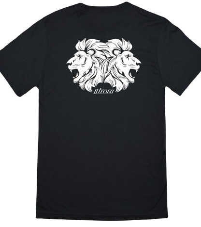 Back of 2 Lions T-Shirt (Black Shirt, White 2 Lions Logo)